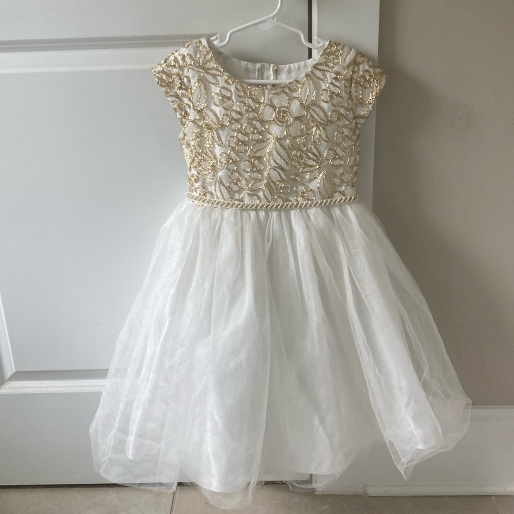 Beautiful formal off white and gold dress